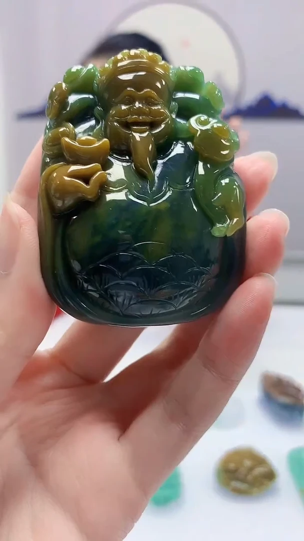 【闪购商品】定制翡翠未镶嵌4902zm-毛货挂件财神134