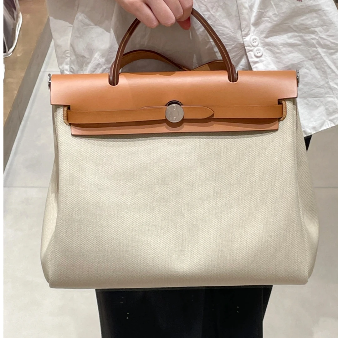 未使用 Hermes/爱马仕 小花JerryHerbag 31 黄褐色牛皮 Z刻 银扣