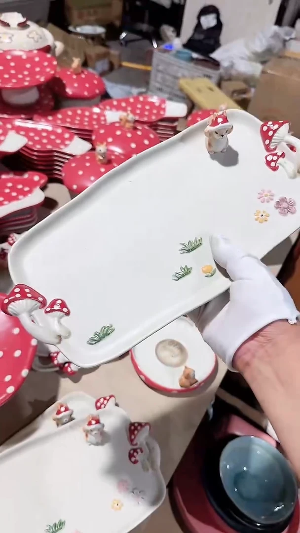 碗蘑菇长方盘微瑕 凑满20元包邮