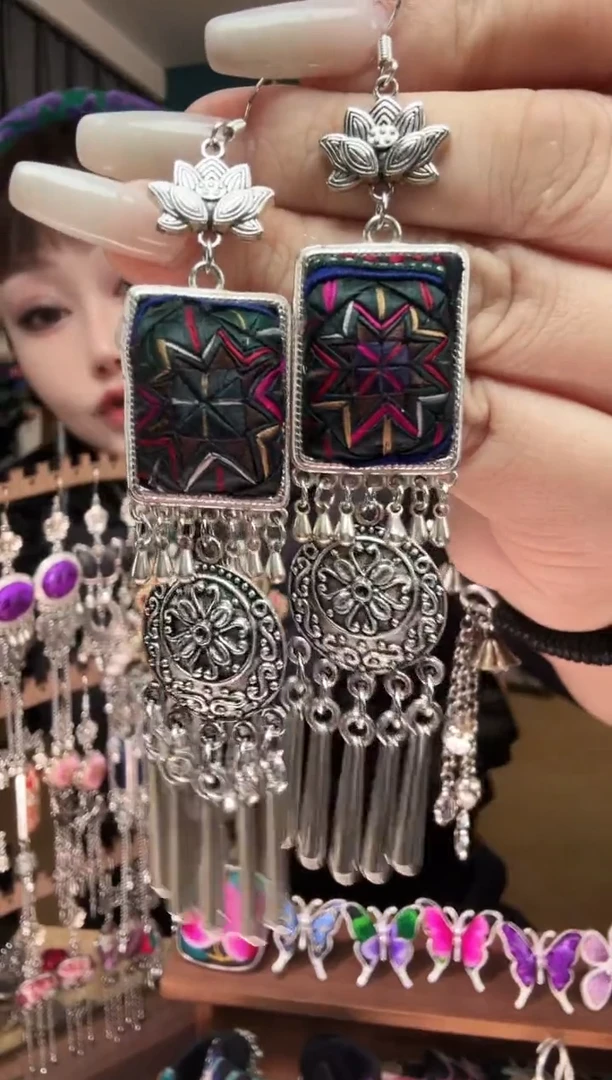 刺绣纯手工民族风刺绣耳环