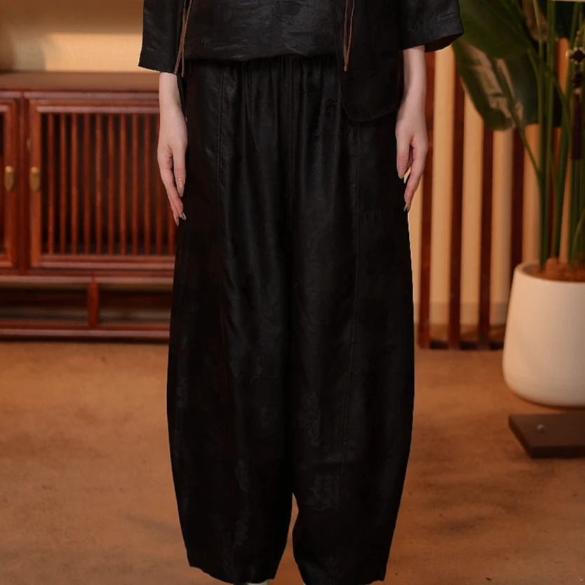 娟 新中式风 朵朵芙蓉香云纱裤子 275324 L 91