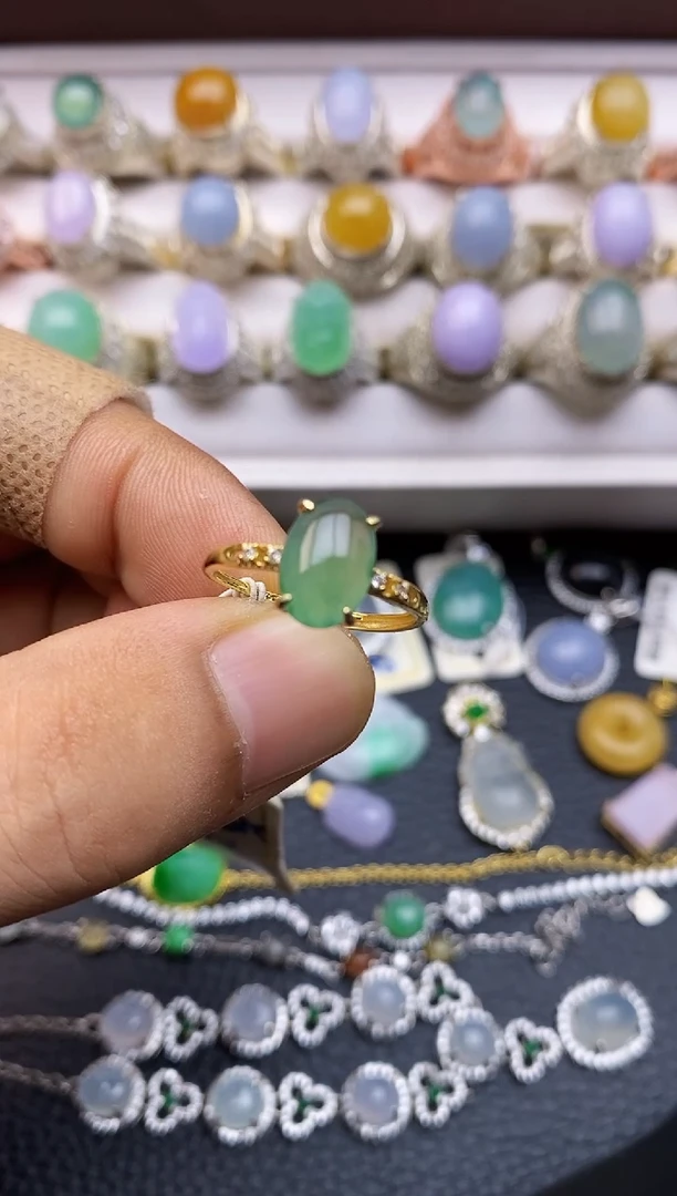 翡翠戒指银S925镶嵌/0009