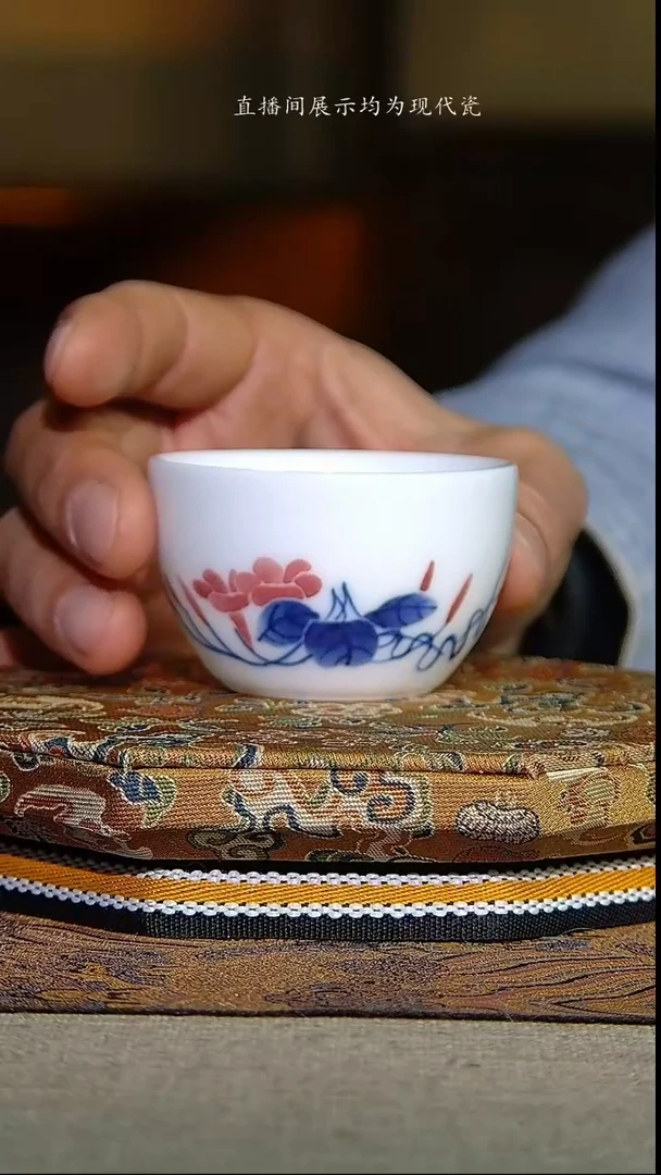 景德镇全手绘高温青花缸杯（微瑕）