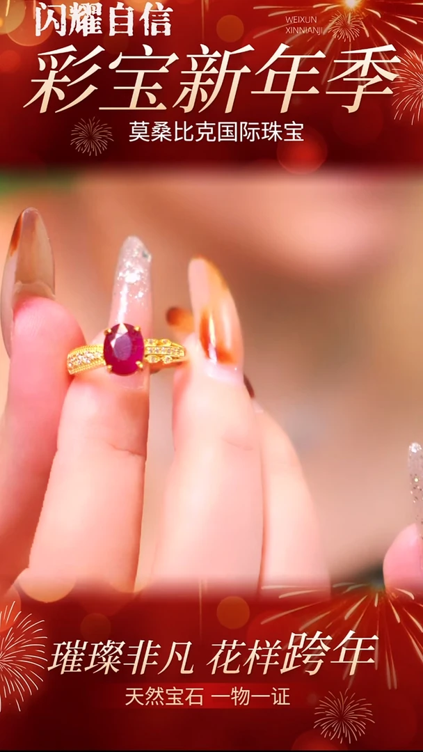 银S925镶嵌戒指红宝石015天然红宝石-主石约2克拉