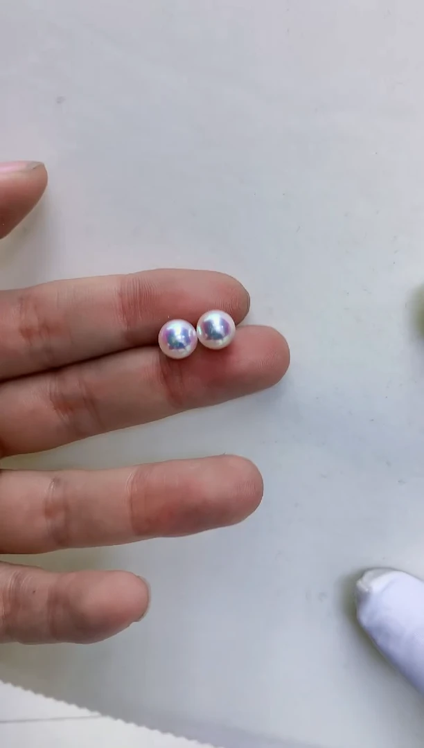 【闪购商品】海水珍珠商品18K金镶嵌8-8.5素钉定制