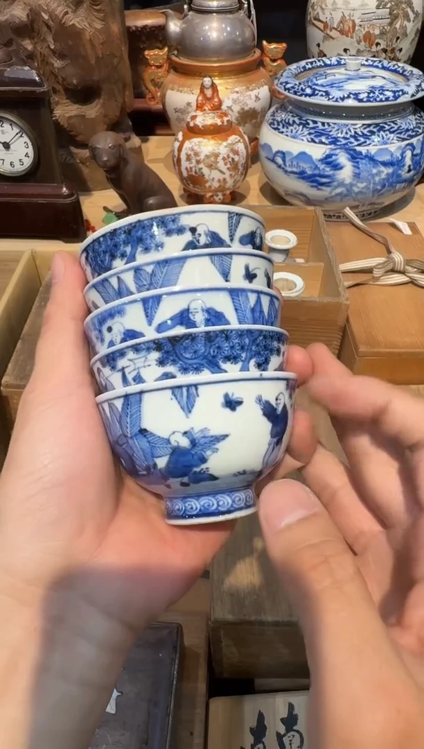 湖东烧青花主人杯五客