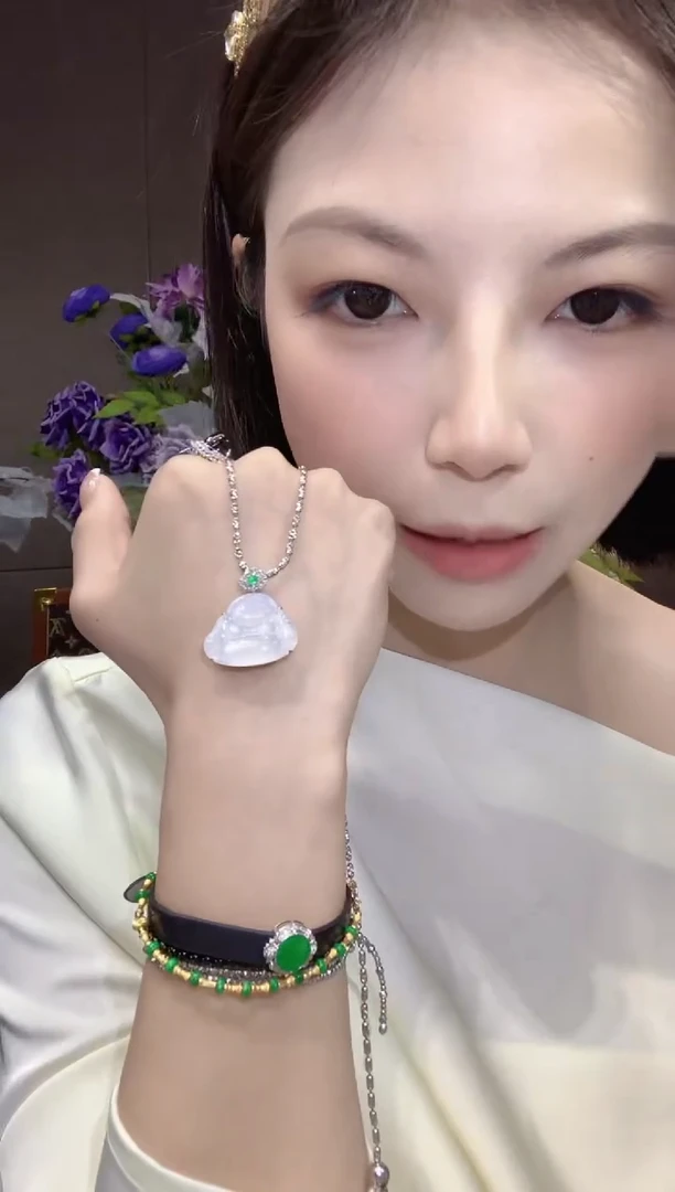 吊坠(不含链)18K金镶嵌翡翠b55