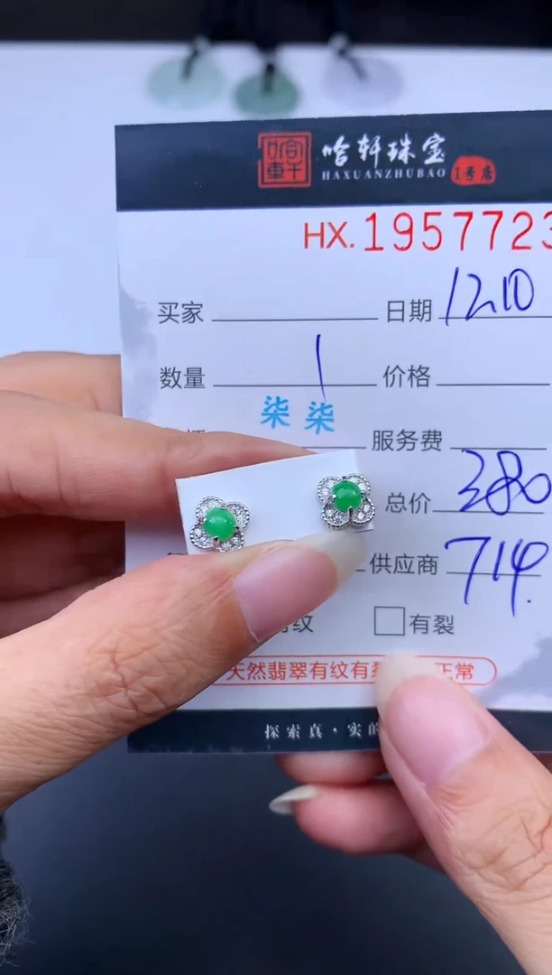 未镶嵌挂件翡翠哈轩 耳饰一对1