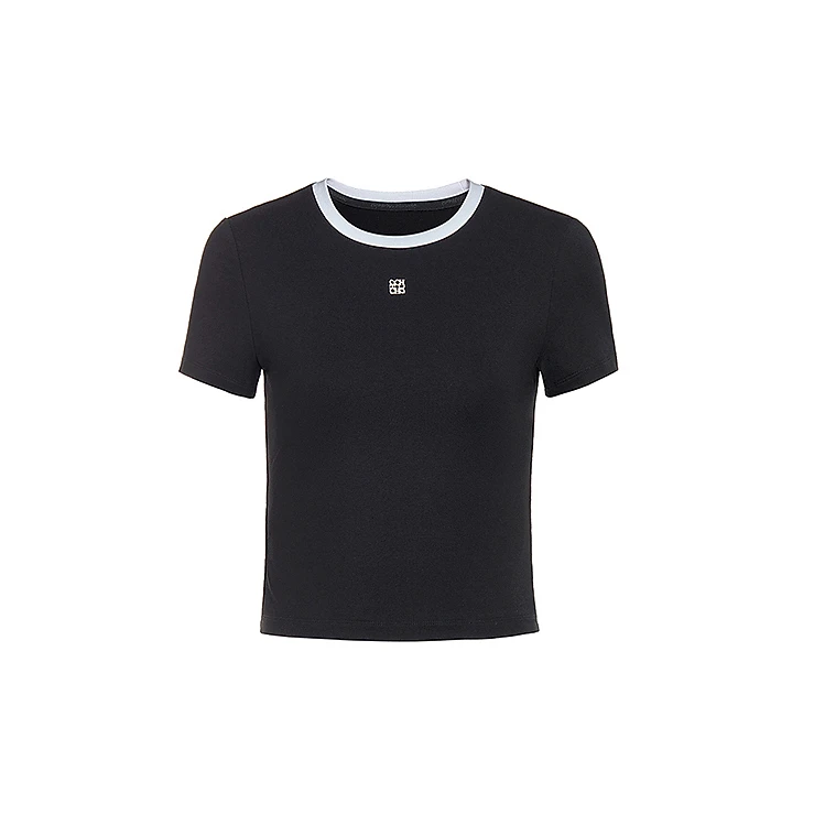 欧家女装撞色镂空短袖1LY202136F