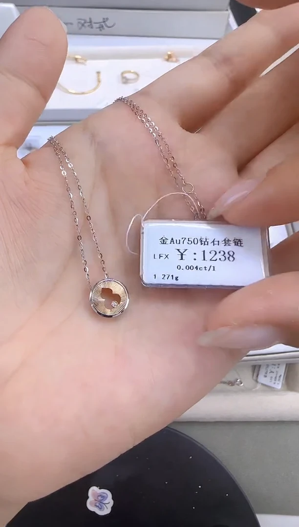 颈饰钻石18K金镶嵌18k金套链1088