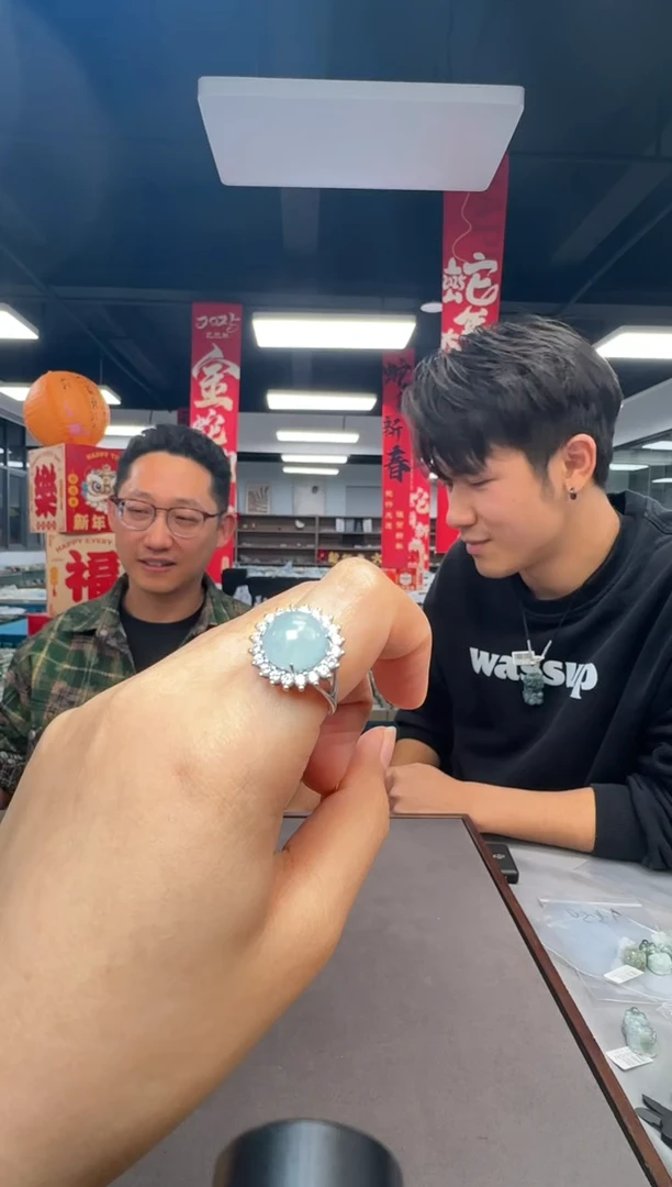 【闪购商品】翡翠戒指银S925镶嵌翡翠戒指