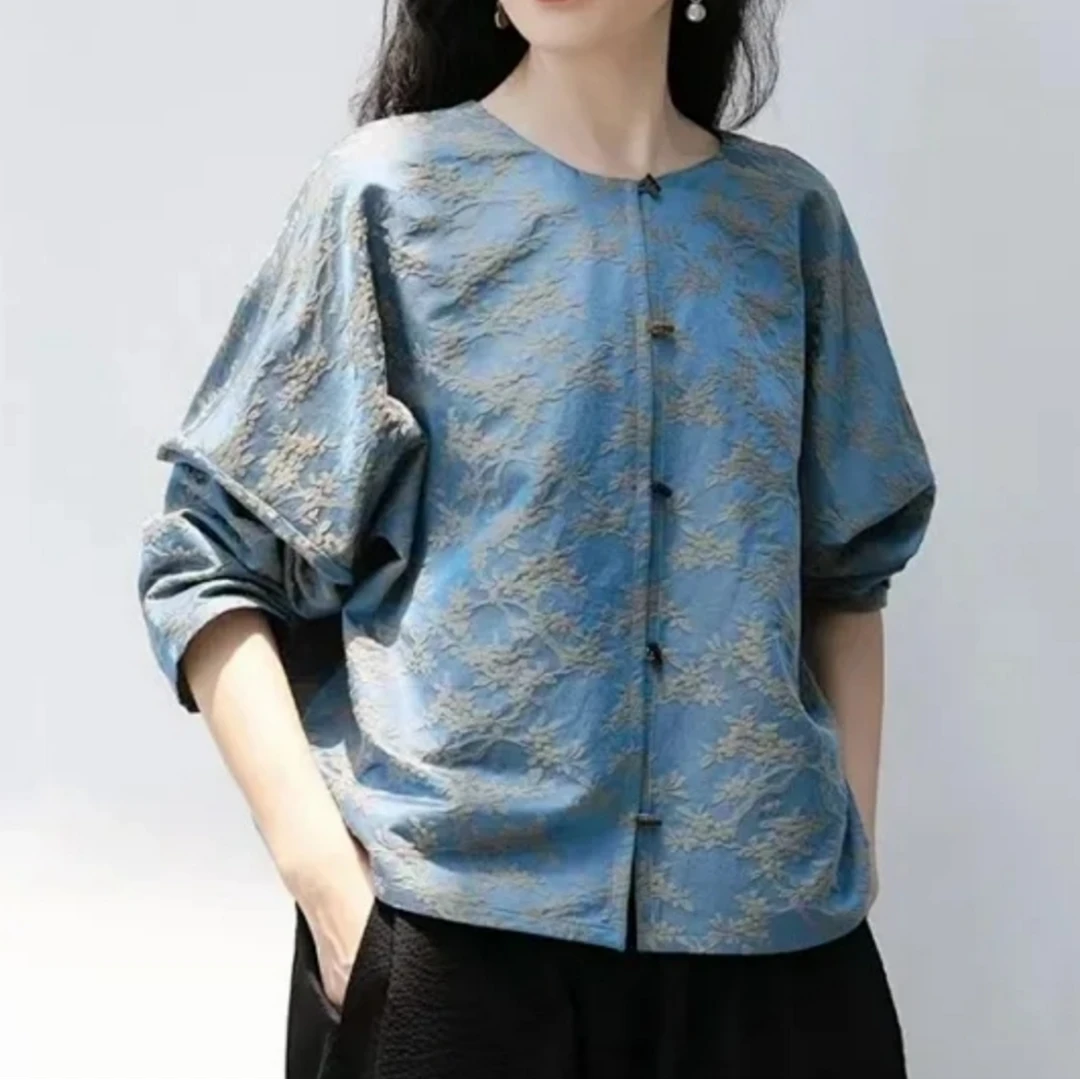 【刘家】圆领单排扣长扣优雅气质三季上衣