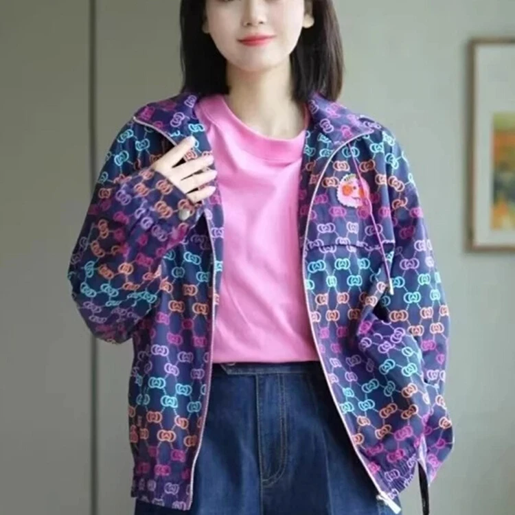 【商场同款】2025秋季新款休闲时尚印花章仔夹克长袖外套女5400855