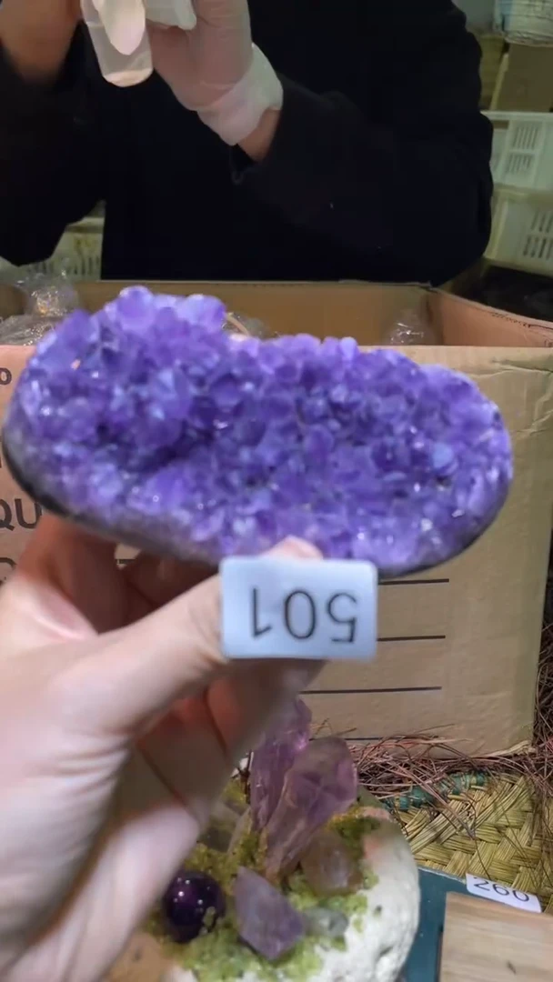 未镶嵌珠宝半成品水晶紫晶镇-501