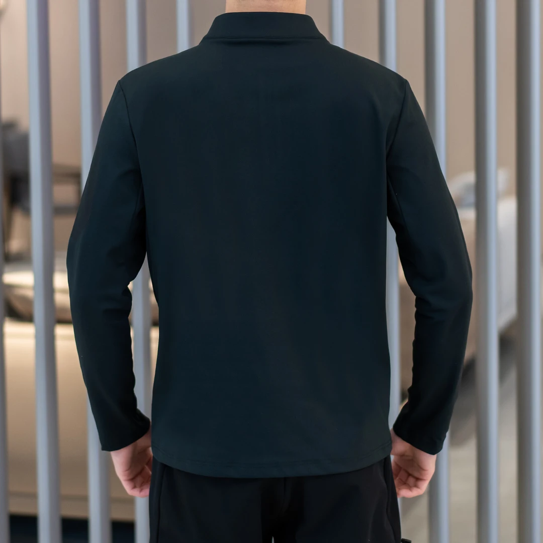 双面绒长袖厚款商务休闲纯色冬季Polo衫衬衫休闲秋季商务