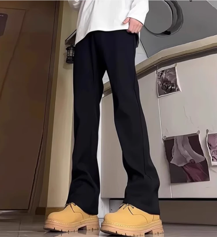 西装裤黑色弯刀微喇西裤垂坠感白敬亭直筒冰丝裤子男款夏休闲加长