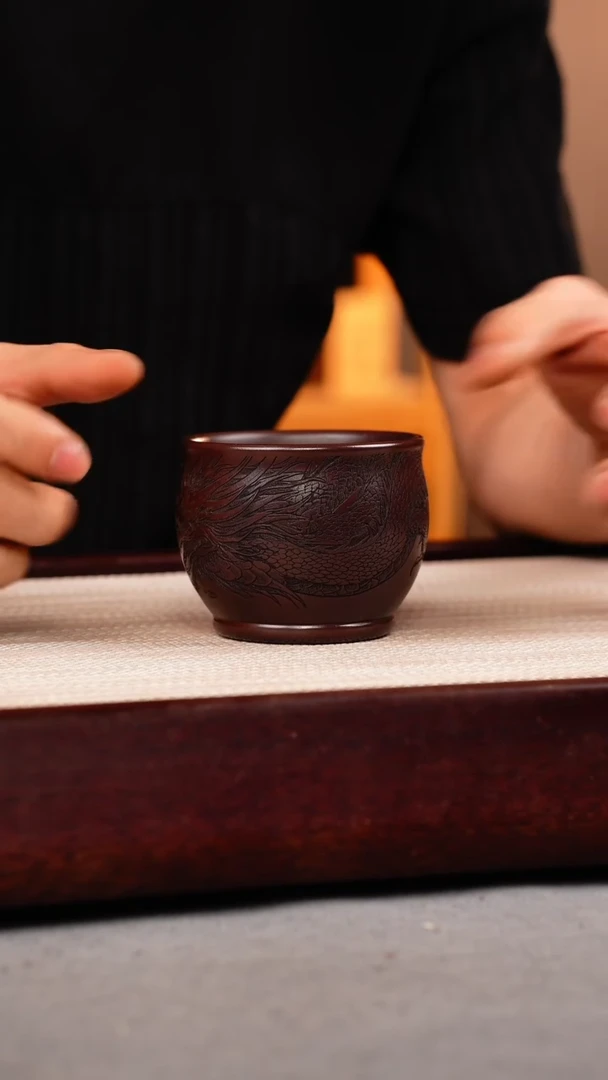 茶壶紫砂底槽清 刻龙主人杯