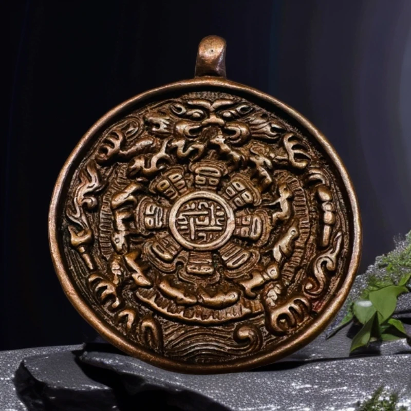 「藏区·遇藏出品」火焰熊紫头板头模九宫八卦牌42mm
