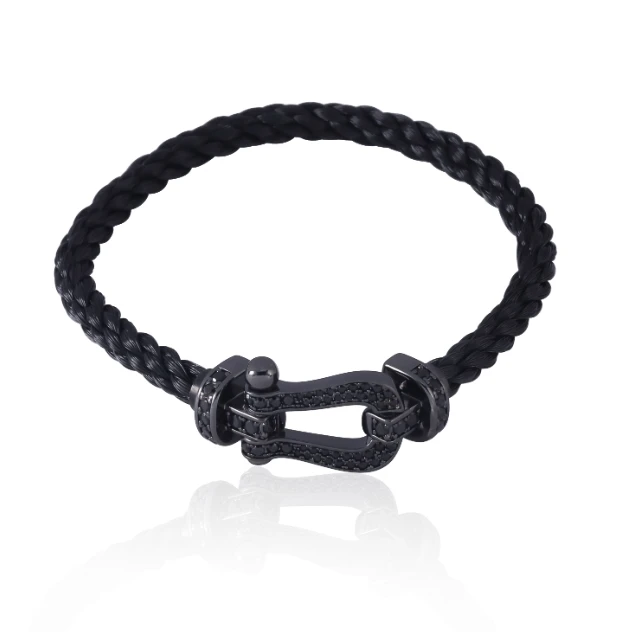 合金手链 9172 CNC精工 黑绳蹄蹄轻奢手绳