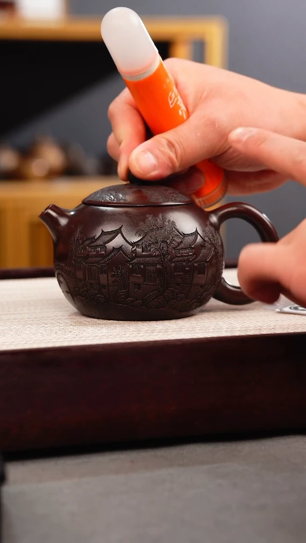 茶壶紫砂古乌泥 西施 楼房