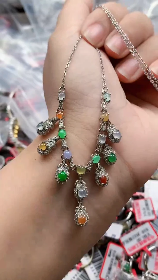 银S925镶嵌戒指翡翠天然A货缅甸翡翠