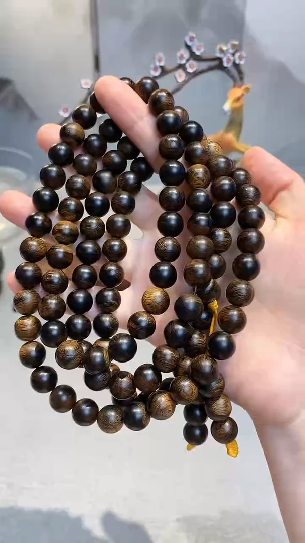 泥塑白棋1.0多圈沉水留疤手串W101550100