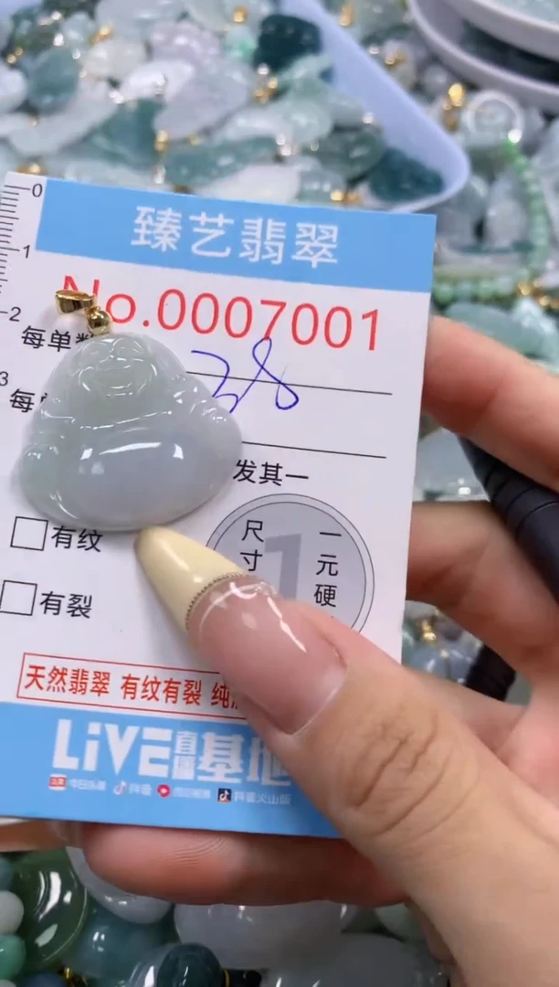 翡翠未镶嵌颈饰含绳0007001