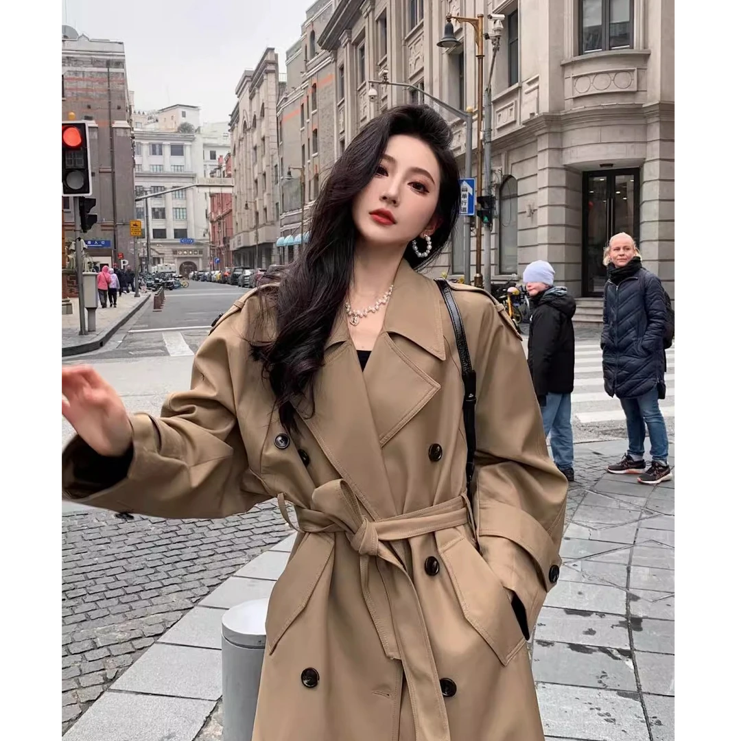 【巴黎旧梦】风衣外套女2025秋季新款高级感气质长款小个子宽松大衣