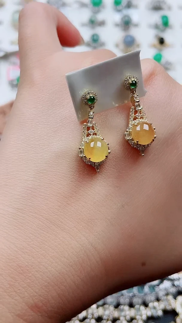 银S925镶嵌翡翠耳饰120