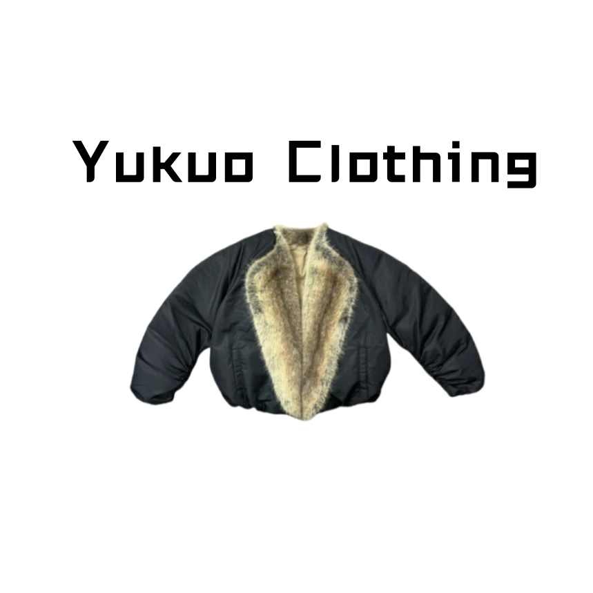 撞色毛领设计款丝绵夹克女