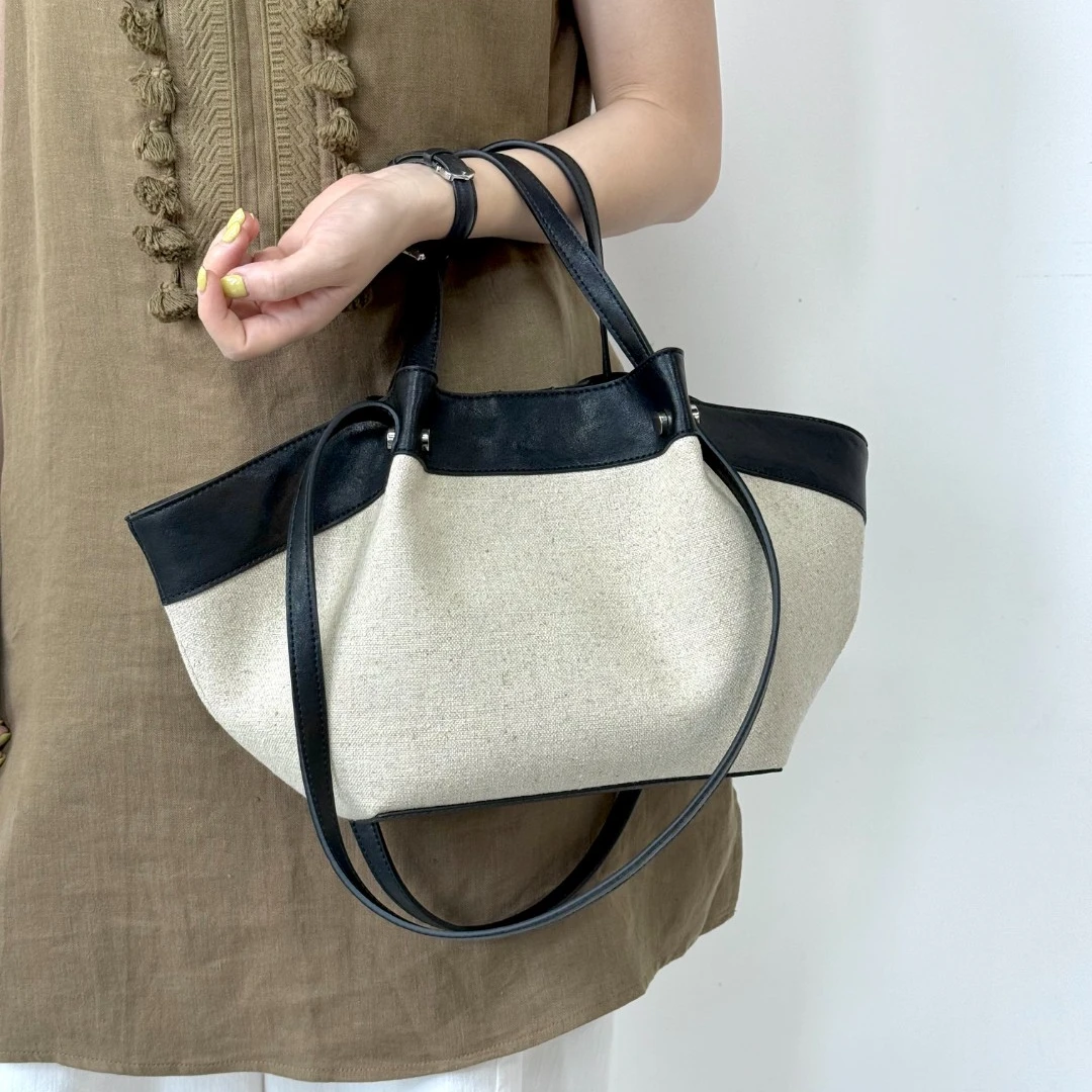 ZEUGEE【小众饺子托特】植鞣牛皮棉麻气质休闲夏季单肩手提包