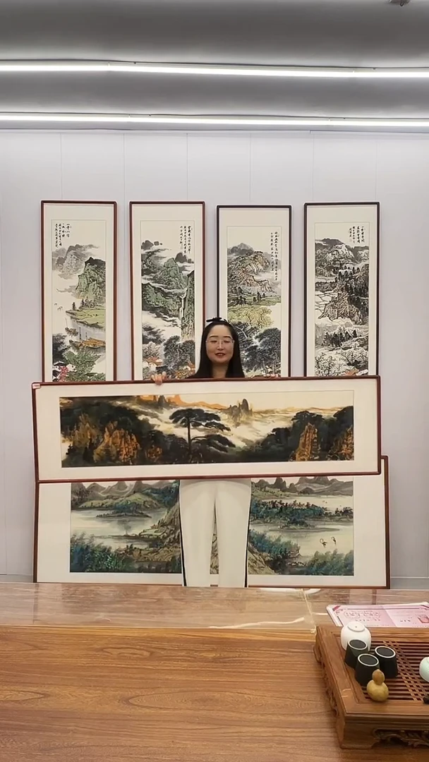 国画隗寿群 160*45 黄山 迎客松