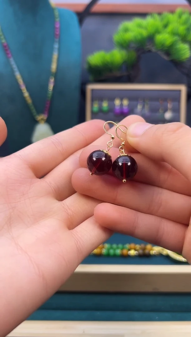 【闪购商品】血珀耳饰14K金镶嵌E329