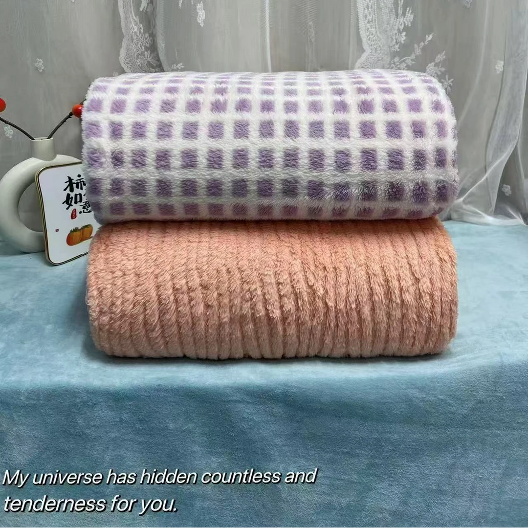 【秋冬新款】橙色提花加厚.毛毯加绒.双面绒.速热款《花型随机不跳》