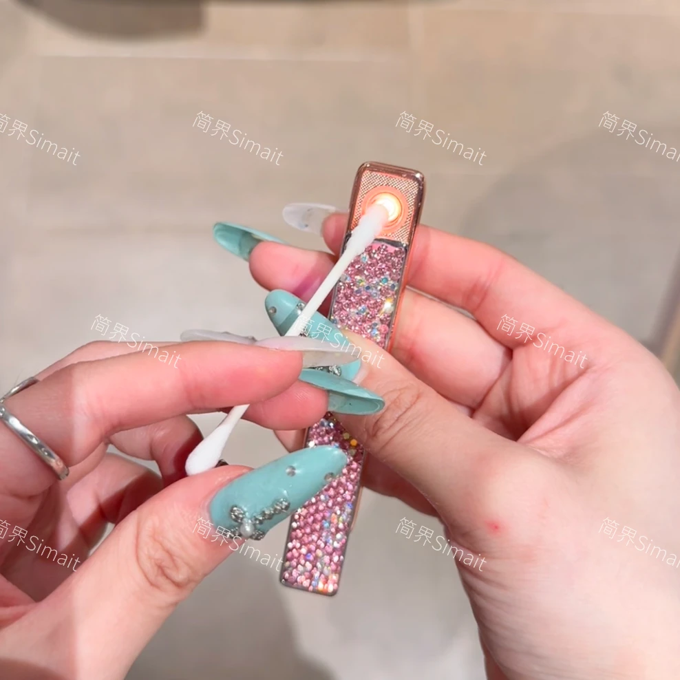 简界-仙女充电打火机水钻创意高颜值迷你小巧防风镶钻点烟器