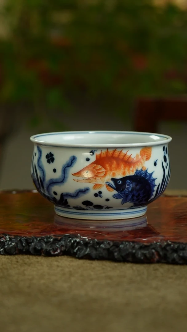 月**睡志纯窑鱼藻卢氏杯