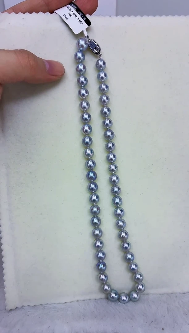未镶嵌DA海水珍珠灰珠串链8-9 y566