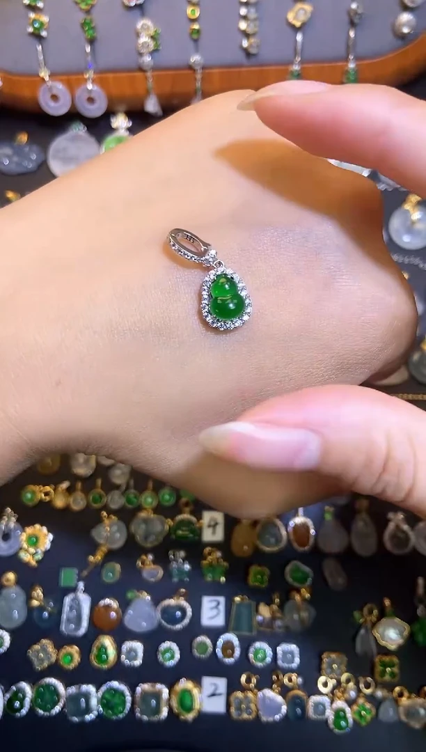 翡翠银S925镶嵌颈饰天然a货翡翠