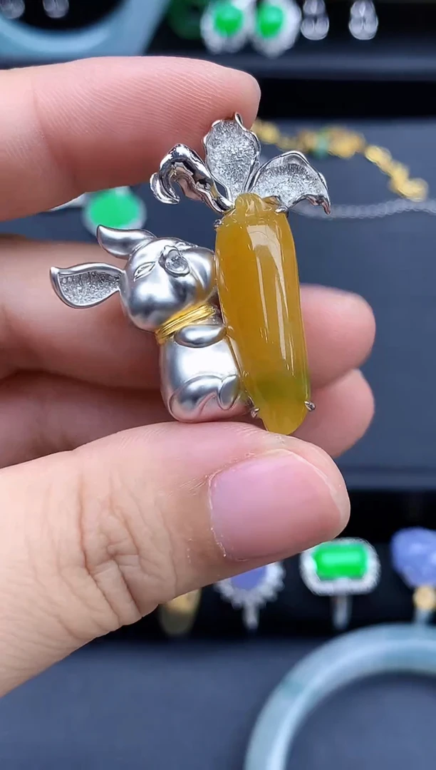 吊坠(不含链)18K金镶嵌翡翠788-春日珠宝