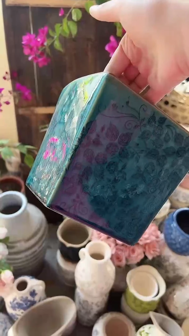 【闪购商品】陶瓷微瑕花盆高15.5cm内口14.5cm