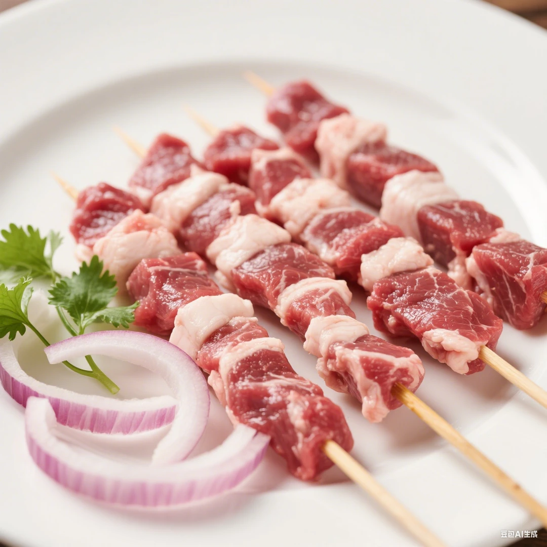 优质内蒙古牛肉串鲜嫩美味烧烤食材