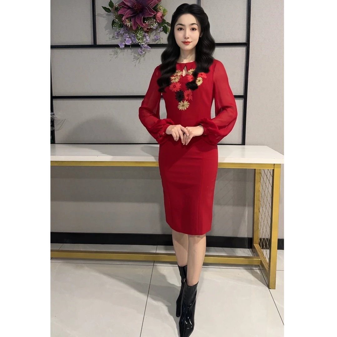 16916 SEHRAN 秋冬显瘦气质修身中长款连衣裙
