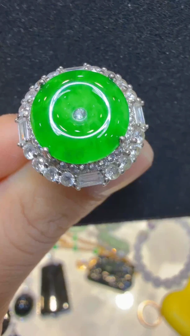 银S925镶嵌戒指翡翠多样性团购发一件