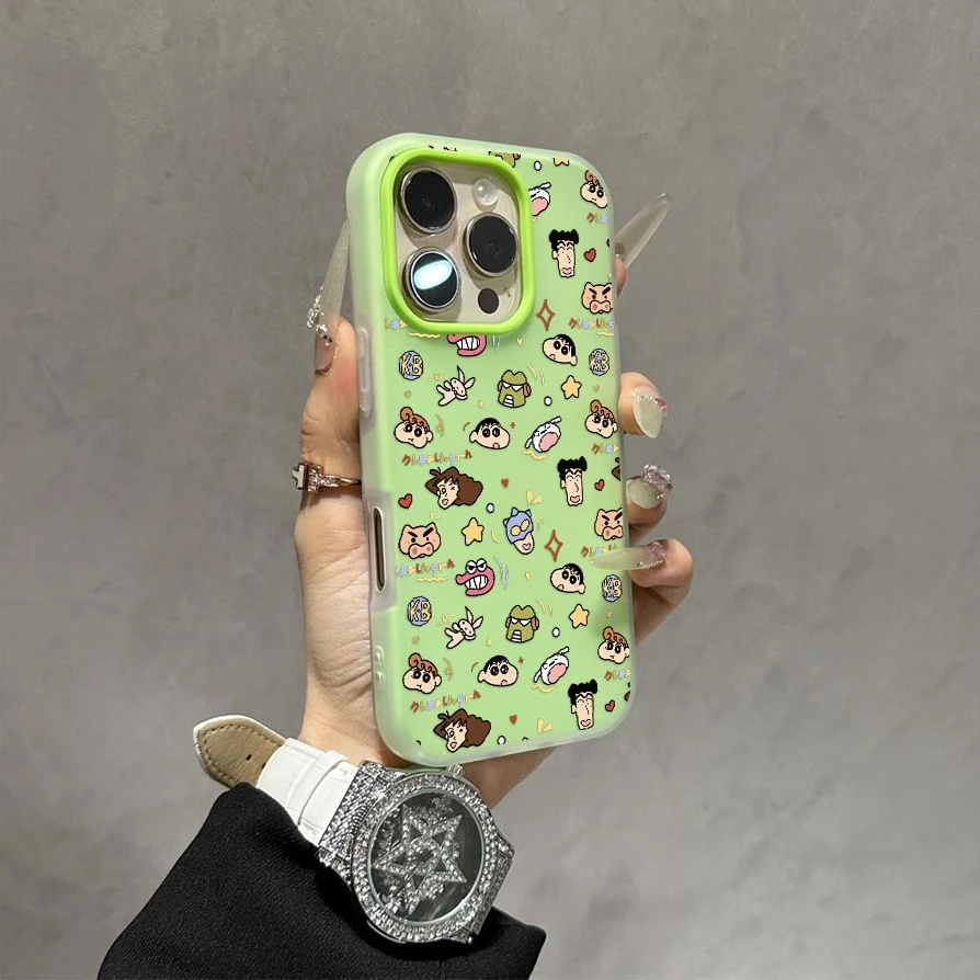 果冻壳蜡笔小新适用iPhone16promax手机壳苹果15新款14防摔13/12