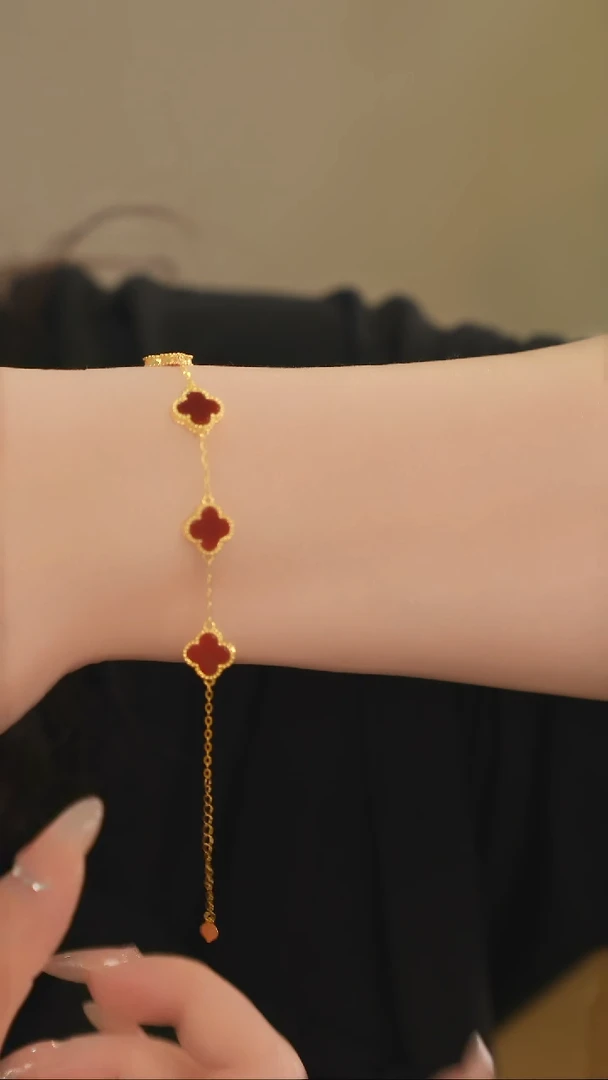 18K金镶嵌手链玛瑙/玉髓五花