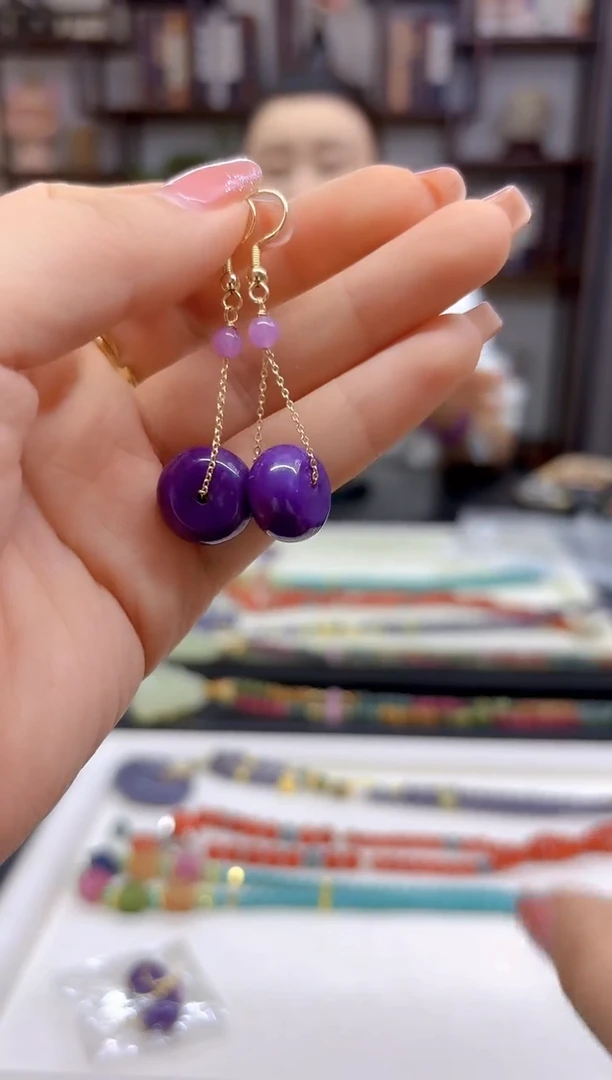 【闪购商品】苏纪石（舒俱来）耳坠14K金镶嵌E587