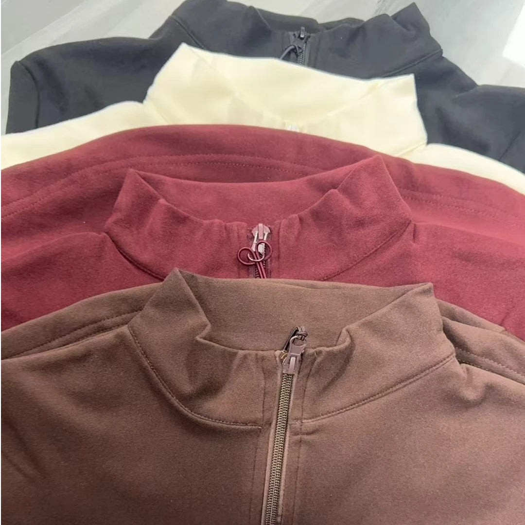 【周郡粉丝专属】爆款德绒半拉链立领打底衫8015