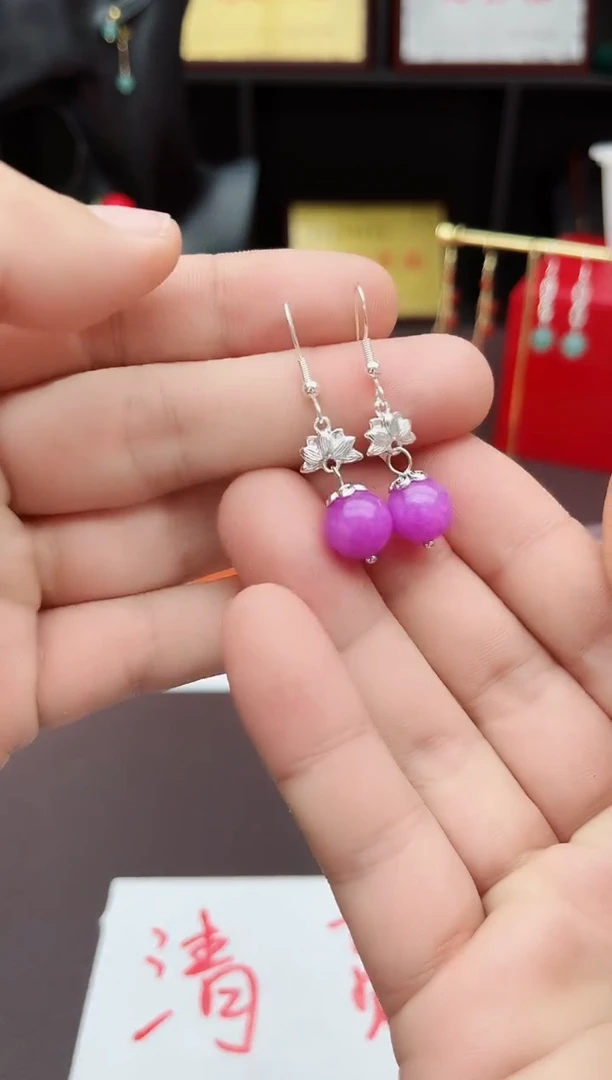 【闪购商品】玛瑙/玉髓耳钉银S925镶嵌401000