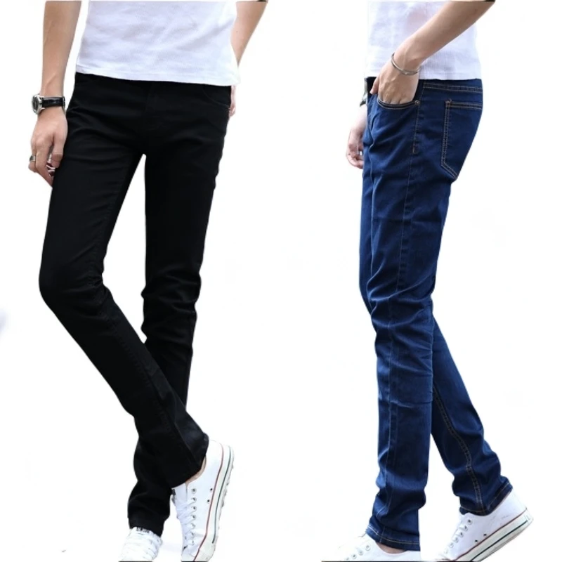 纯黑色牛仔裤男士秋冬款弹力紧身小脚韩板潮流休闲长裤子百搭修身