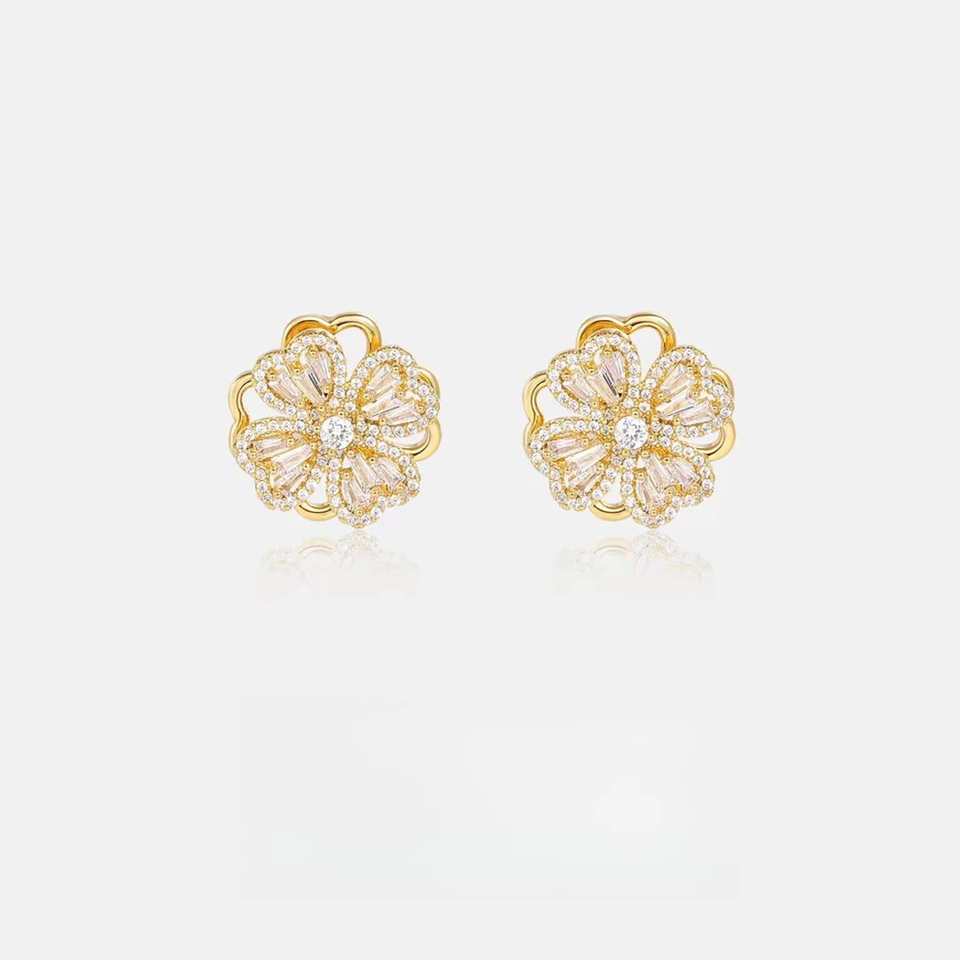 铜合金耳饰 4187-法★【旋转四叶草】夏Dipei限定 爱洛妮 耳钉